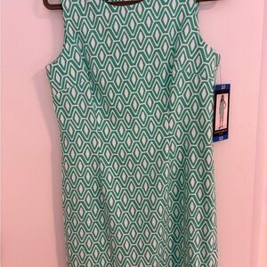 Mario Serrani Teal Geometric Midi Dress